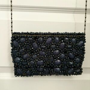 Anthropologie Beaded Jade Green Evening Crossbody Clutch Purse